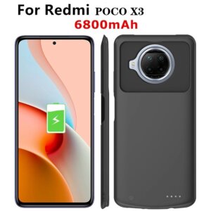 כיסוי מטען סוללה ל-Xiaomi Redmi POCO X3 בקיבולת עוצמתית של 6800mAh