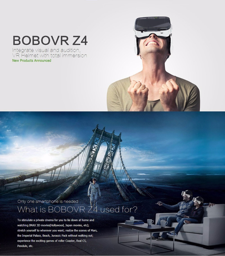 משקפי מציאות מדומה BOBOVR משולבות אוזניות ושלט בלוטות