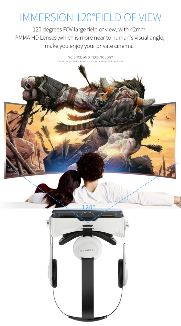 משקפי מציאות מדומה BOBOVR משולבות אוזניות ושלט בלוטות