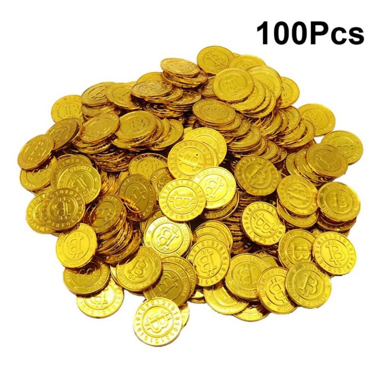 מטבעות ביטקוין מפלסטיק 100 יח’