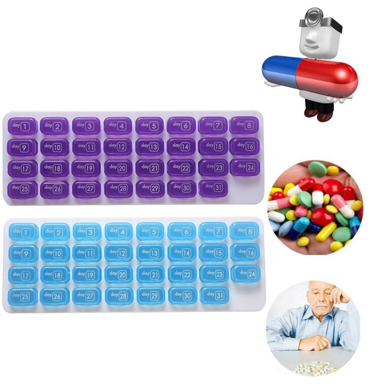 מאחסן תרופות ותוספי תזונה חודשי עם 31 תאים