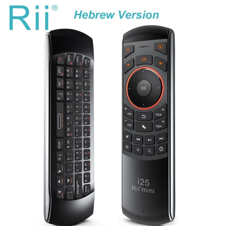 שלט משולב עכבר אוויר – Rii mini i25 – מקשים בעברית!