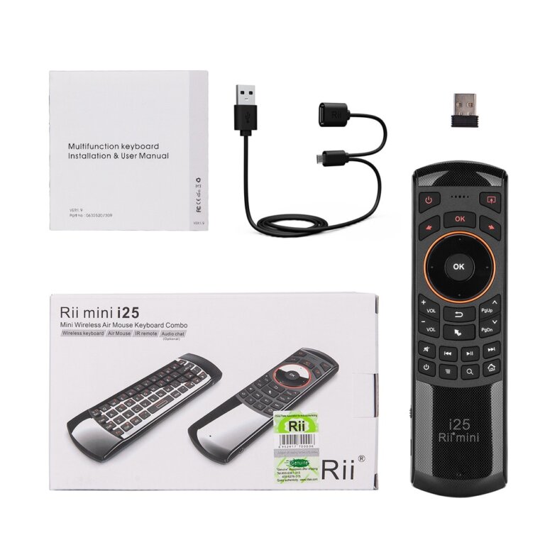 שלט משולב עכבר אוויר – Rii mini i25 – מקשים בעברית!