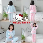 פיג’מת פלנל פליז ארוכה לילדות – הלו קיטי Hello Kitty