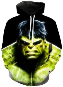 סווטשירט קפוצ’ון עם שלל הדפסים הורסים של הענק הירוק The Hulk