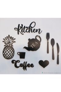 סט תמונות מהמם למטבח עם חיתוך לייזר בעץ