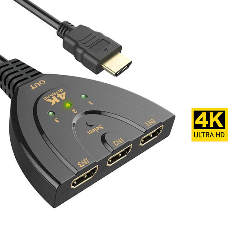 בורר/מפצל HDMI שלוש כניסות באיכות 4K!