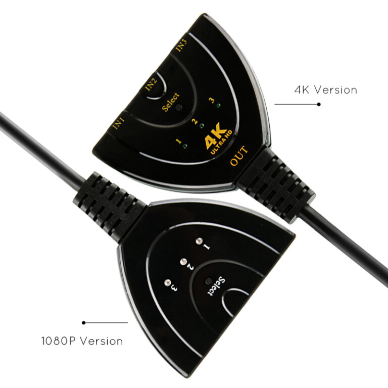 בורר/מפצל HDMI שלוש כניסות באיכות 4K!