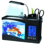 אקווריום שולחני לבית ולמשרד עם תאורת LCD ושעון דיגיטלי!