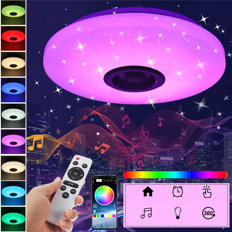 מנורת לד מחליפה צבעים עם רמקול בלוטות’