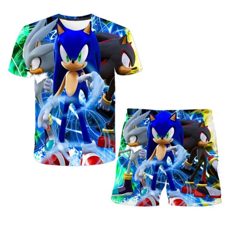 חליפה קצרה עם הדפסים של סוניק 2 Sonic!
