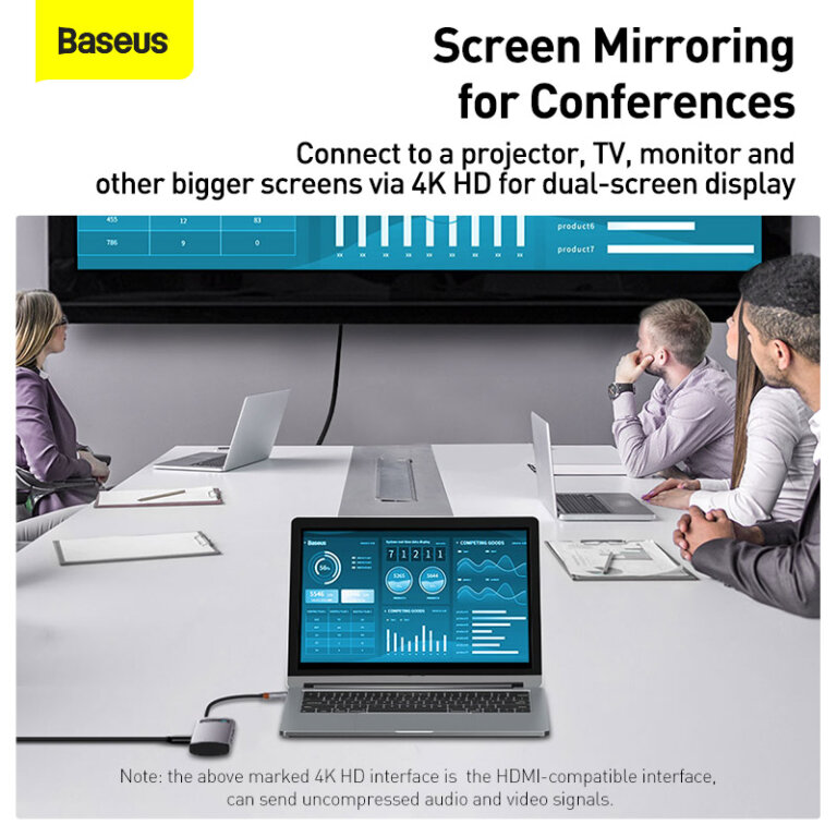 תחנת עגינה BASEUS בחיבור USB TYPE C – 11 in 1 – לחיבור עד 3 מסכים, רשת GIGABIT, טעינת PD, שקעי USB3 ואודיו