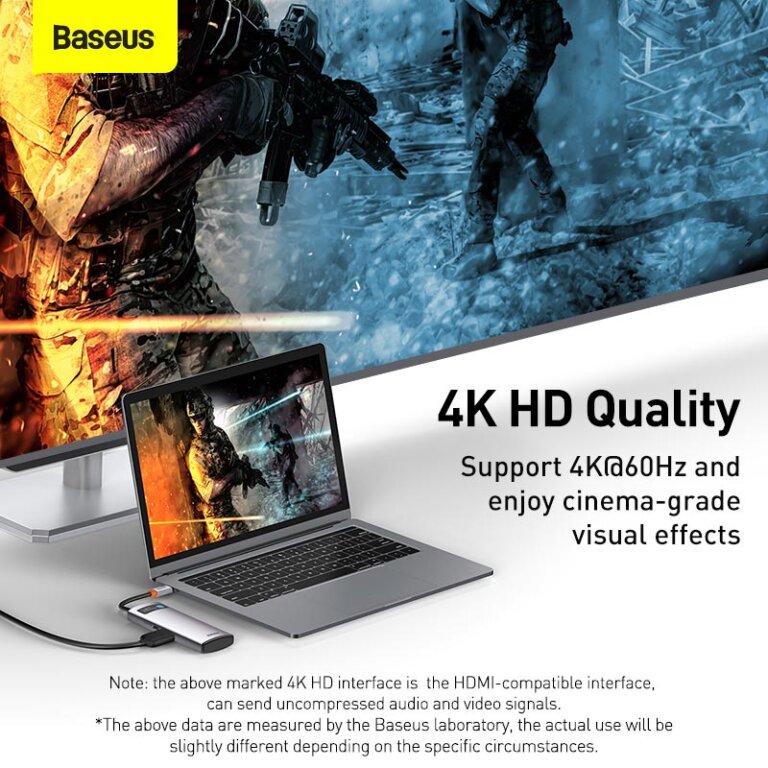 תחנת עגינה BASEUS בחיבור USB TYPE C – 11 in 1 – לחיבור עד 3 מסכים, רשת GIGABIT, טעינת PD, שקעי USB3 ואודיו