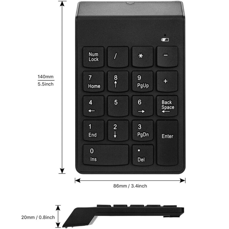מקלדת מספרים נומרית אלחוטית עם דונגל USB