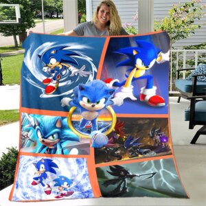 שמיכת פלנל רכה ונעימה לילדים של סוניק הקיפוד Sonic!