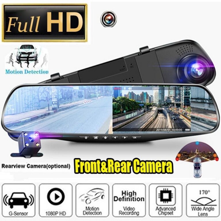 מראה ומצלמת דרך לרכב HD – מצלמת דרך קדמית ואחורית!