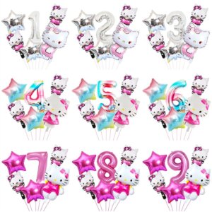חגיגת יום הולדת – סט 6 בלונים של הלו קיטי עם מספר | HELLO KITTY