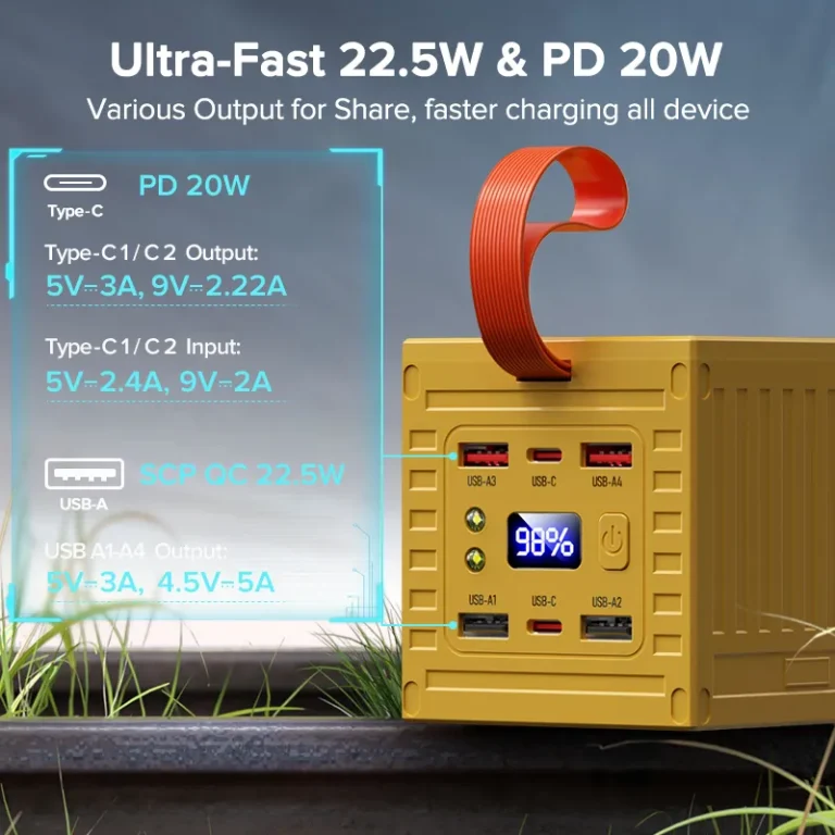 תחנת כח ניידת רבת עוצמה בקיבולת של 60,000mAh