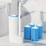 מברשת לניקוי שירותים עם ראשים מתחלפים וכלי אחסון