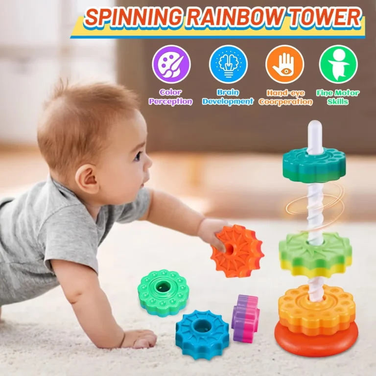צעצוע חינוכי לתינוקות וילדים קטנים – בניית מגדל צבעוני באמצעות הברגה מונטסורי