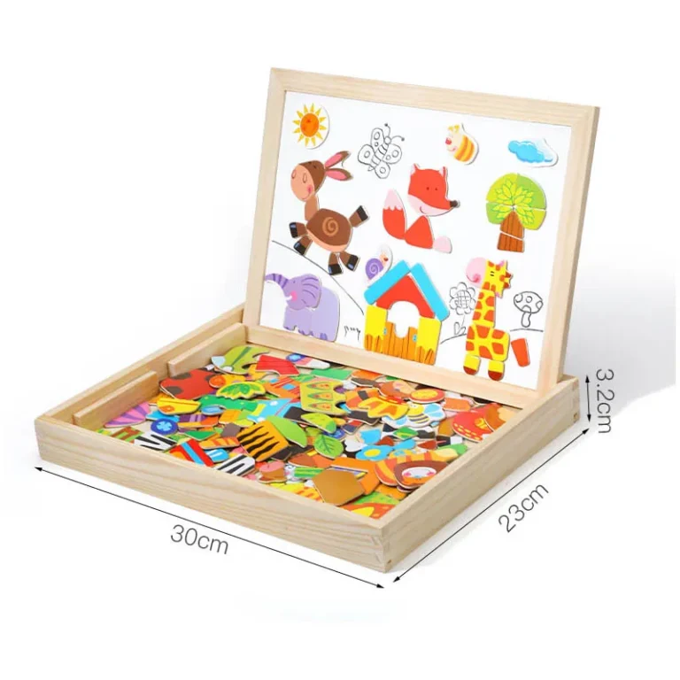 קופסת הקסם 3 ב 1 – מגנט, לוח ציור מחיק וגירים