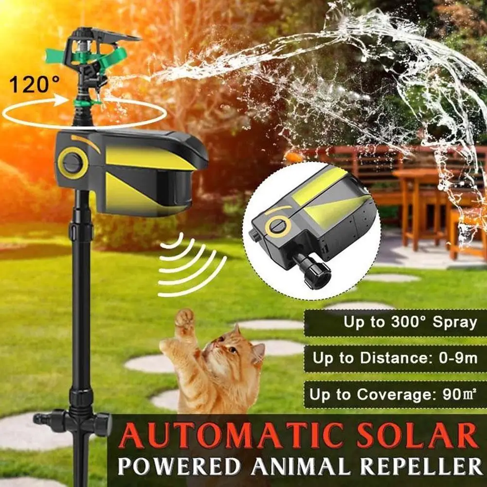 Automatic Rotating Sprinkler Large Area Solar Powered Motion Activated Animal Repeller Sprinkler Garden Animal Deterrent