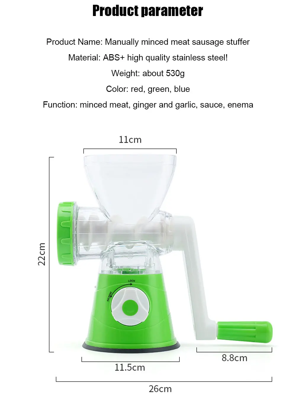 Kitchen Machine Meat Grinder Manual Processors Food Mincer Sausage Maker Stuffer Vegetable Chopper Blender Household Enema Tool
