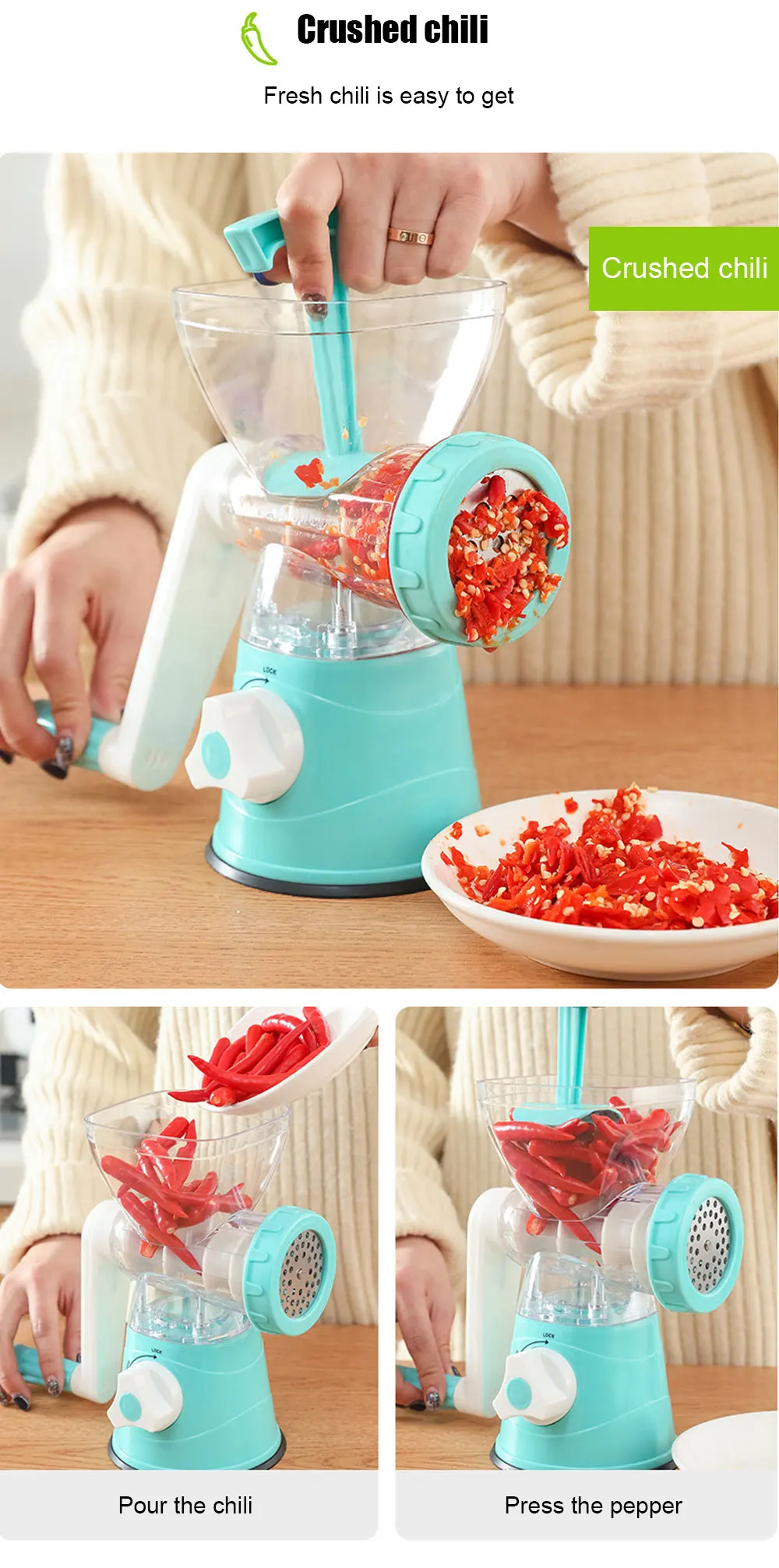 Kitchen Machine Meat Grinder Manual Processors Food Mincer Sausage Maker Stuffer Vegetable Chopper Blender Household Enema Tool