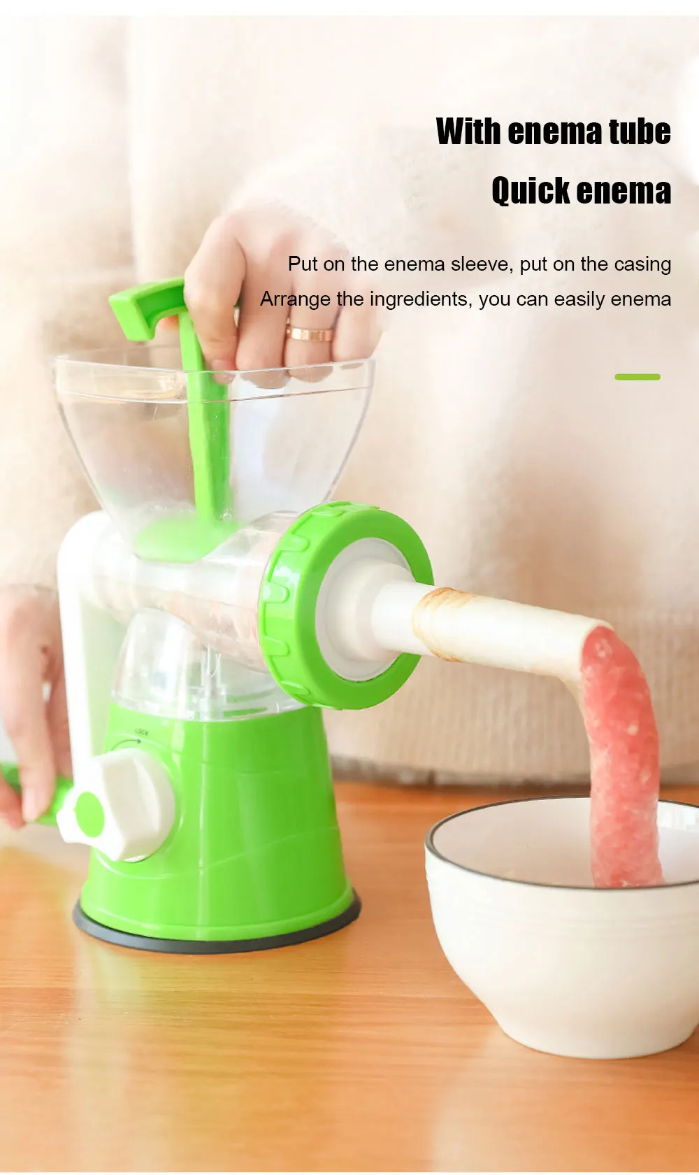 Kitchen Machine Meat Grinder Manual Processors Food Mincer Sausage Maker Stuffer Vegetable Chopper Blender Household Enema Tool