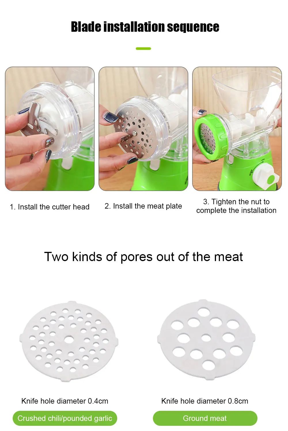 Kitchen Machine Meat Grinder Manual Processors Food Mincer Sausage Maker Stuffer Vegetable Chopper Blender Household Enema Tool