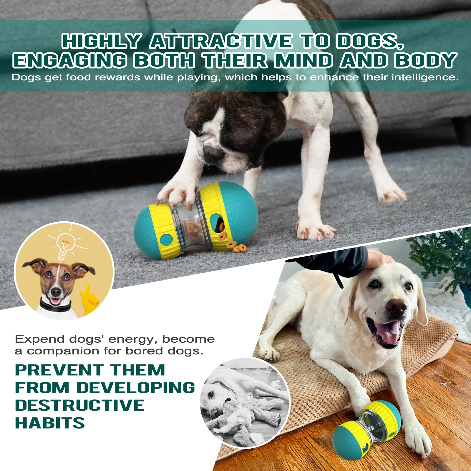 Dog Toys Increase Intelligence Elliptical Track Rolling Ball Leaky Food Develop Good Habits Sturdy Durable Interactive Pet Toys