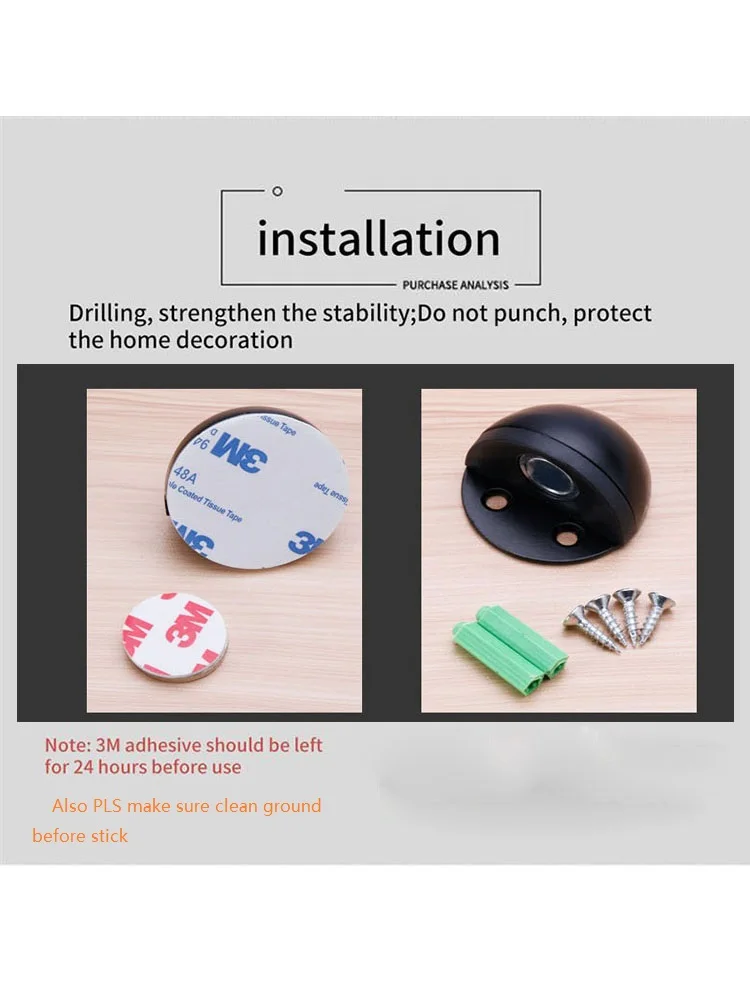 Stainless Steel Magnetic Dual Door Stopper Nail-free Door Catch Wall Protector Bumper Wedge Stop Floor Holder Of Door Stop