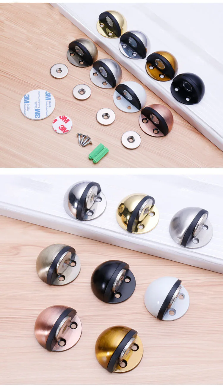Stainless Steel Magnetic Dual Door Stopper Nail-free Door Catch Wall Protector Bumper Wedge Stop Floor Holder Of Door Stop