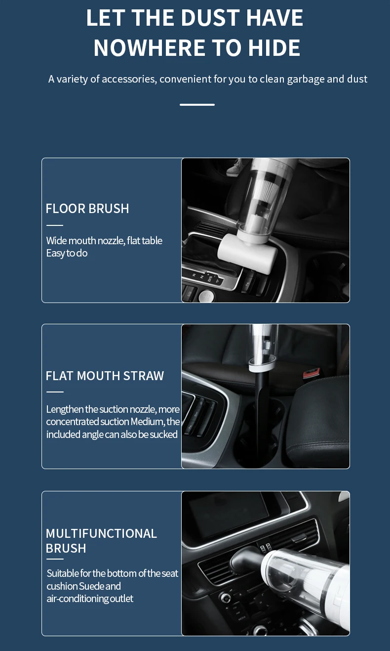 DDRADON 13000Pa Wireless Car Vacuum Cleaner Cordless Handheld Chargeable Auto Vacuum for Home & Car & Pet Mini Vacuum Cleaner