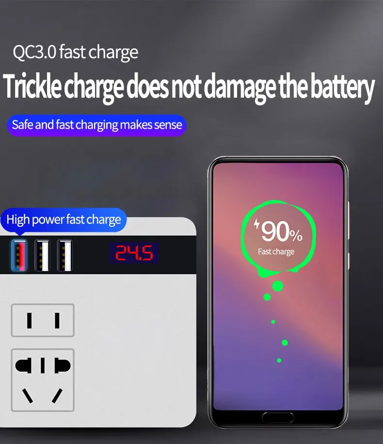 Car Inverter 150W Peak DC12V/24V to 110V/220V LED Display Sockets Power Inverter Adaptor Fast Charging