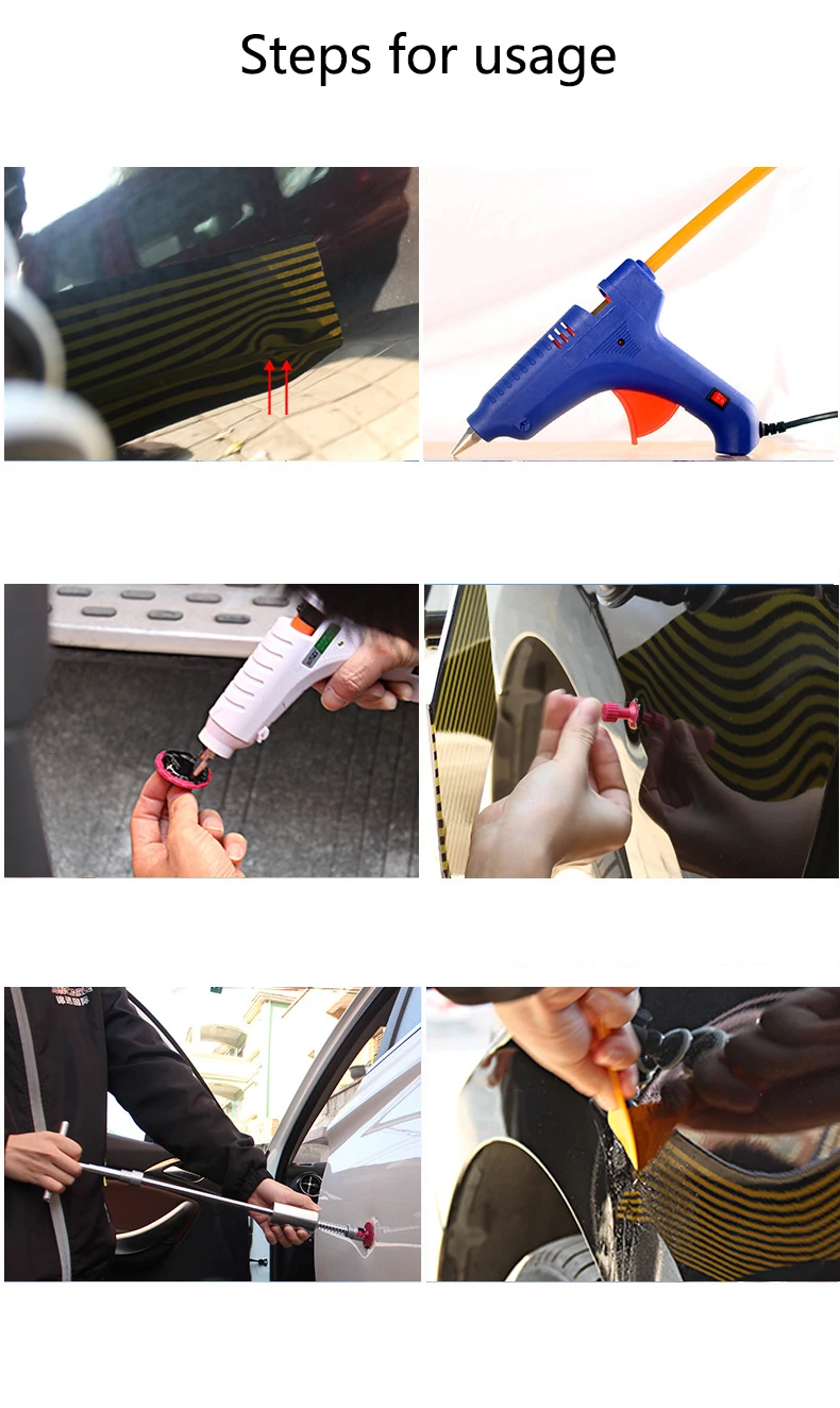Car Dent Puller T Dent Repair Tool Auto Repair Sheet Metal Kit Slide Hammer Reverse Hammer Glue +18pcs Glue Puller