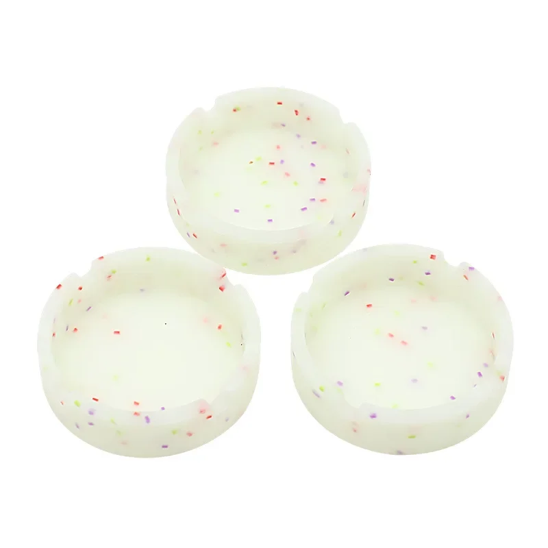 Luminous/Colorful Silicone Gel Ashtray Light Circular Ashtray Fluorescent Smoke Convenient Cigarette