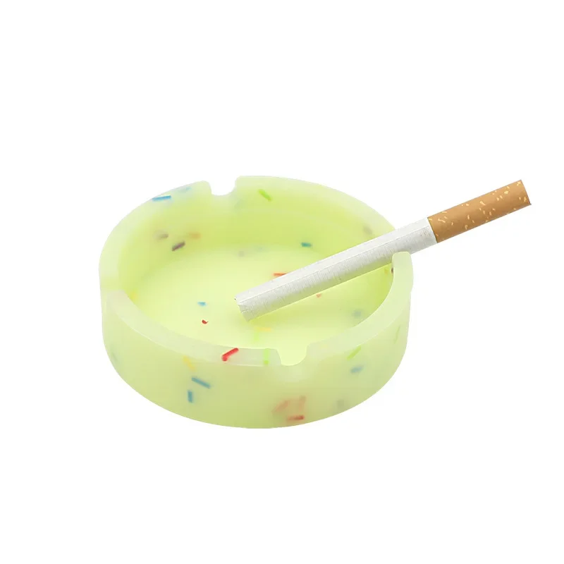 Luminous/Colorful Silicone Gel Ashtray Light Circular Ashtray Fluorescent Smoke Convenient Cigarette