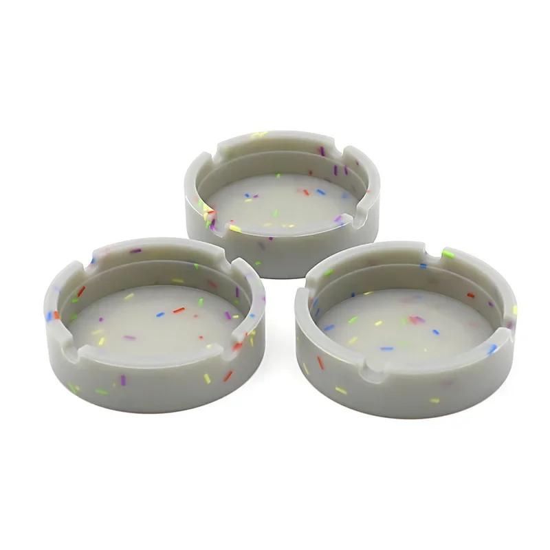 Luminous/Colorful Silicone Gel Ashtray Light Circular Ashtray Fluorescent Smoke Convenient Cigarette