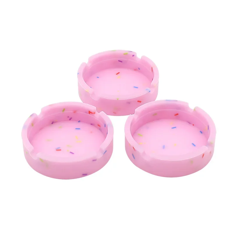 Luminous/Colorful Silicone Gel Ashtray Light Circular Ashtray Fluorescent Smoke Convenient Cigarette