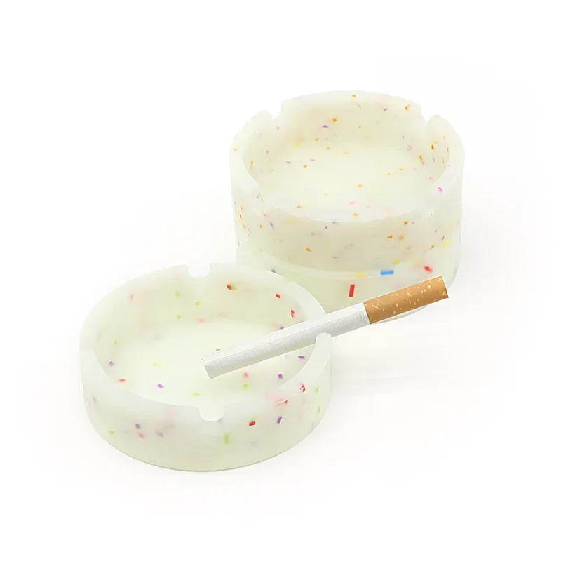 Luminous/Colorful Silicone Gel Ashtray Light Circular Ashtray Fluorescent Smoke Convenient Cigarette