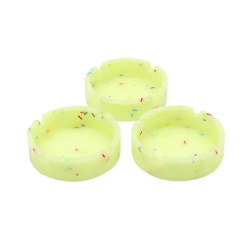 Luminous/Colorful Silicone Gel Ashtray Light Circular Ashtray Fluorescent Smoke Convenient Cigarette