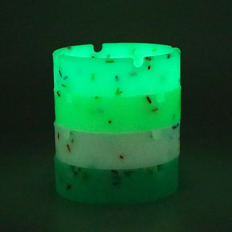 Luminous/Colorful Silicone Gel Ashtray Light Circular Ashtray Fluorescent Smoke Convenient Cigarette