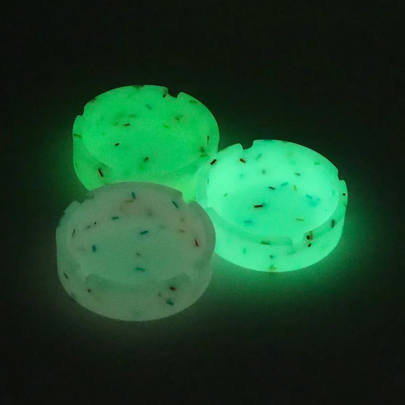 Luminous/Colorful Silicone Gel Ashtray Light Circular Ashtray Fluorescent Smoke Convenient Cigarette
