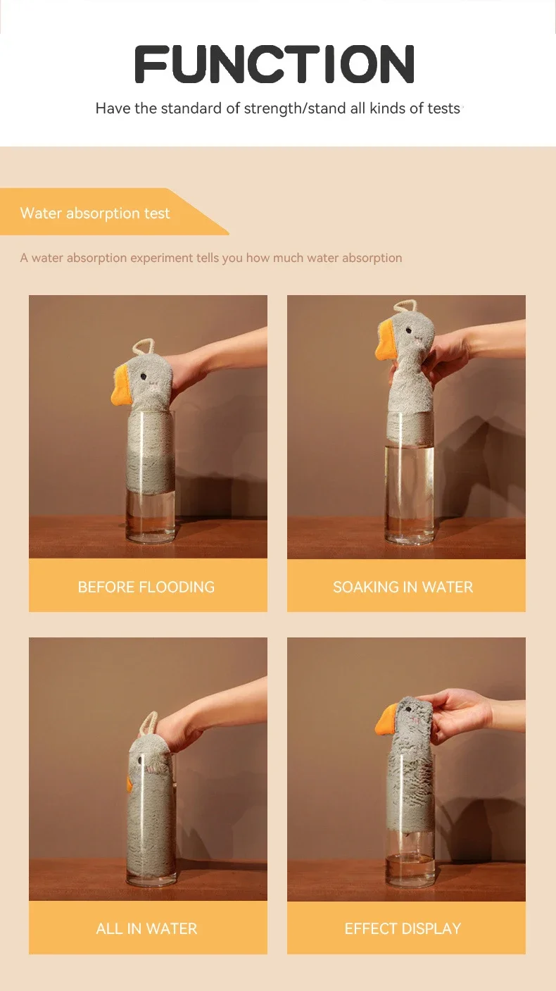 Cartoon Goose Hand Towel Kitchen Bathroom and Toilet Hand Towel Hanging Type with Super Water Absorption Quick Drying It Is Hard