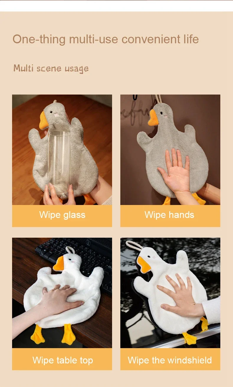 Cartoon Goose Hand Towel Kitchen Bathroom and Toilet Hand Towel Hanging Type with Super Water Absorption Quick Drying It Is Hard