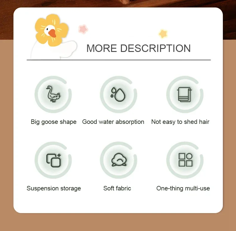 Cartoon Goose Hand Towel Kitchen Bathroom and Toilet Hand Towel Hanging Type with Super Water Absorption Quick Drying It Is Hard