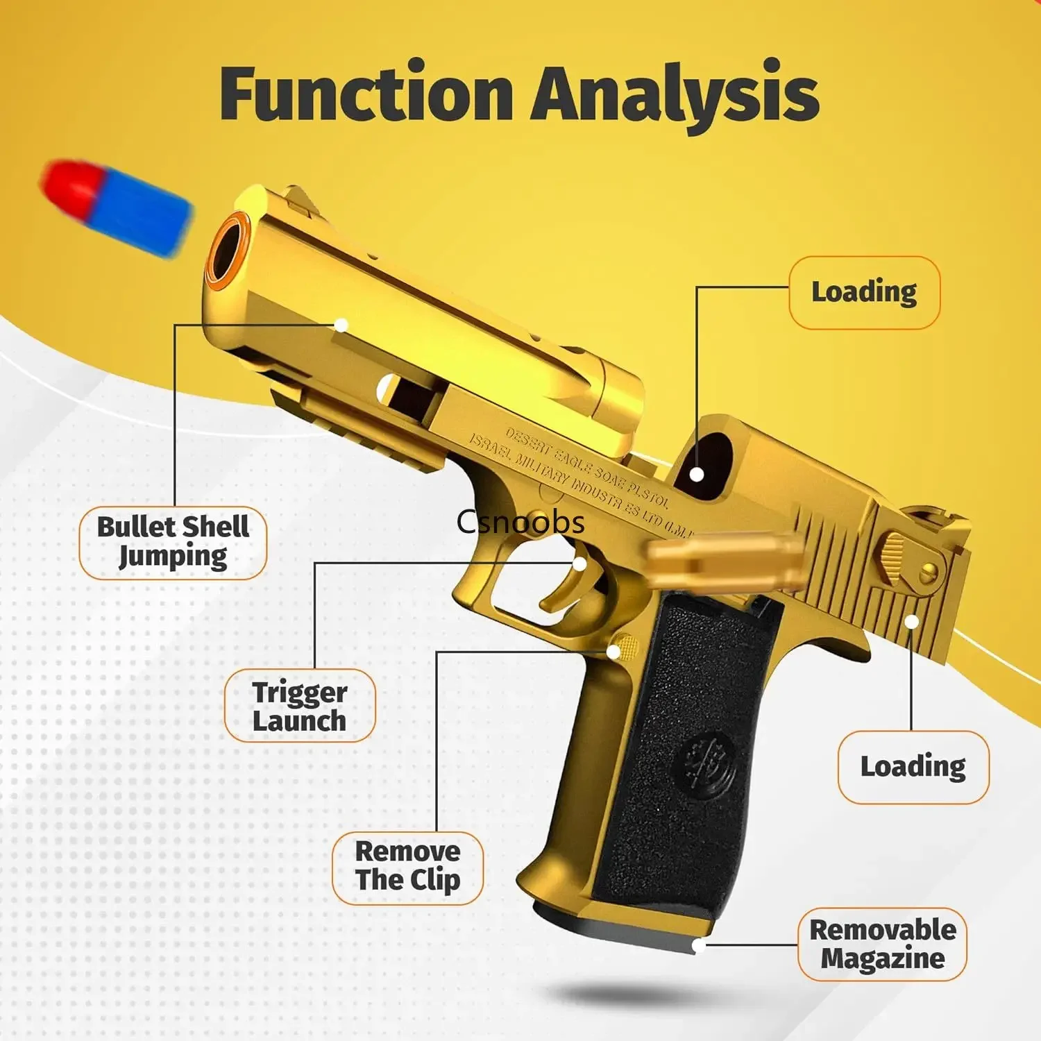 Shell Ejecting Desert Eagle Toy Gun Educational Toy Soft Bullet Blaster for Boys Adults Airsoft Pistol Children Birthday Gift