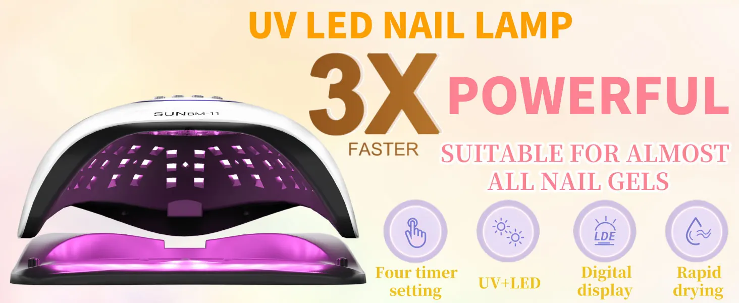 Professional UV LED Nail Lamp for Nails Gel Polish Fast Curing Dryer Drying Light Lamps with 45 LEDs 4 Timer Setting