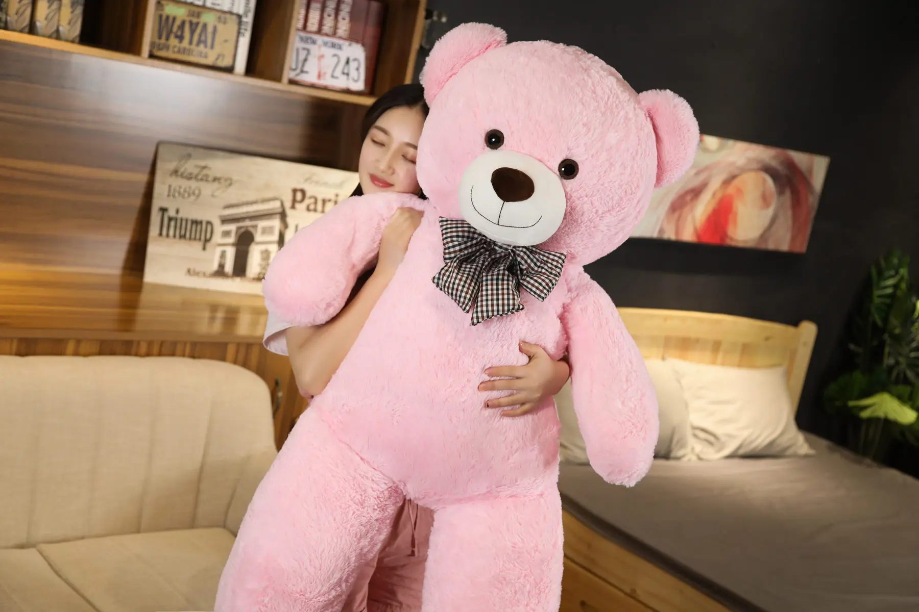 Giant 105cm Soft Teddy Bear Plush Toys White&Pink&Brown Bear Super Big Hugging Pillow Animal Cushion Children Birthday Gift